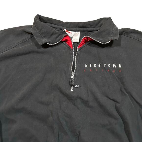 Vintage 90s Nike Niketown Chicago Black Quarter Zip Sweatshirt - Picture 2 of 4